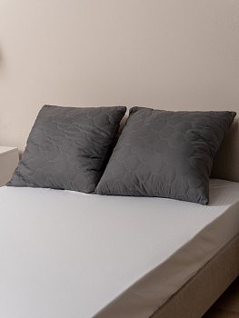 Подушка стеганая файбер 70*70 м/ф(темно-серый) 550гр(пакет)(Н)